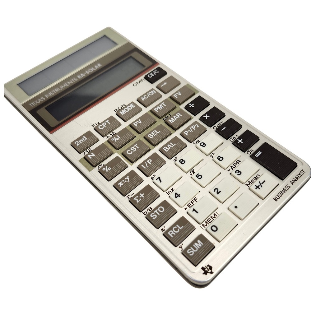 Texas Instruments BA-Solar Calculator Brown Vintage Business‎ Analyst